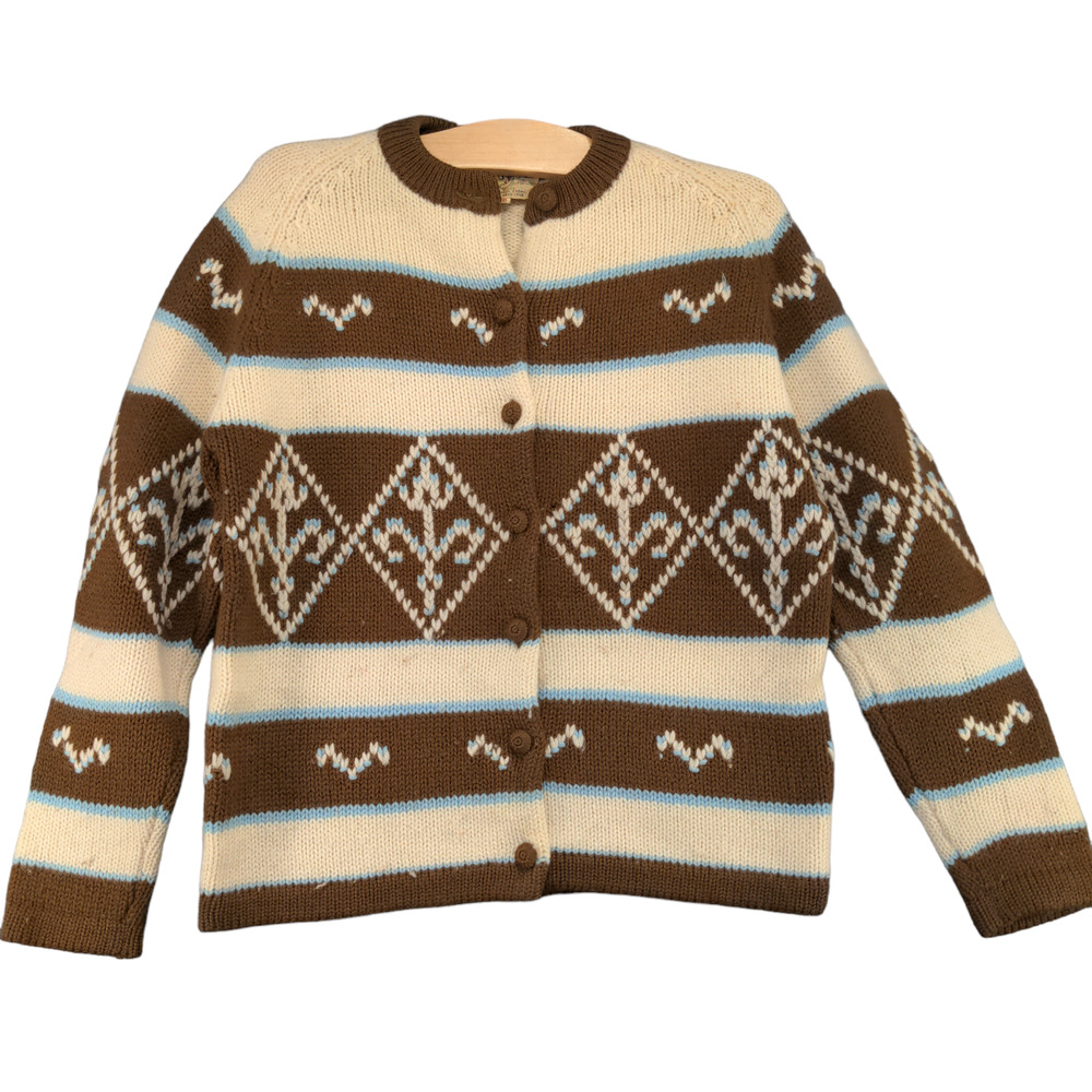 Joyce Women's Button Front Cardigan Knit Sweater Multi 40 Striped Vintage
